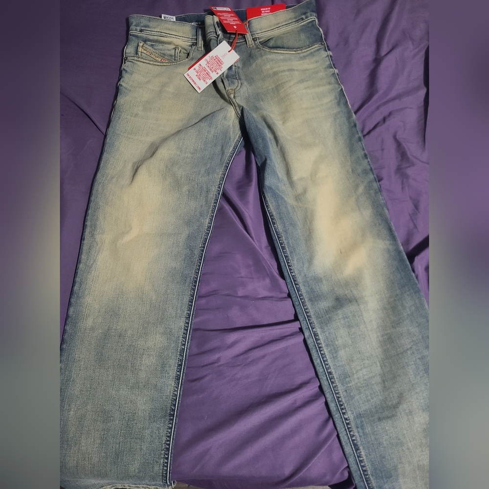 Diesel Men's Faded Blue Jeans